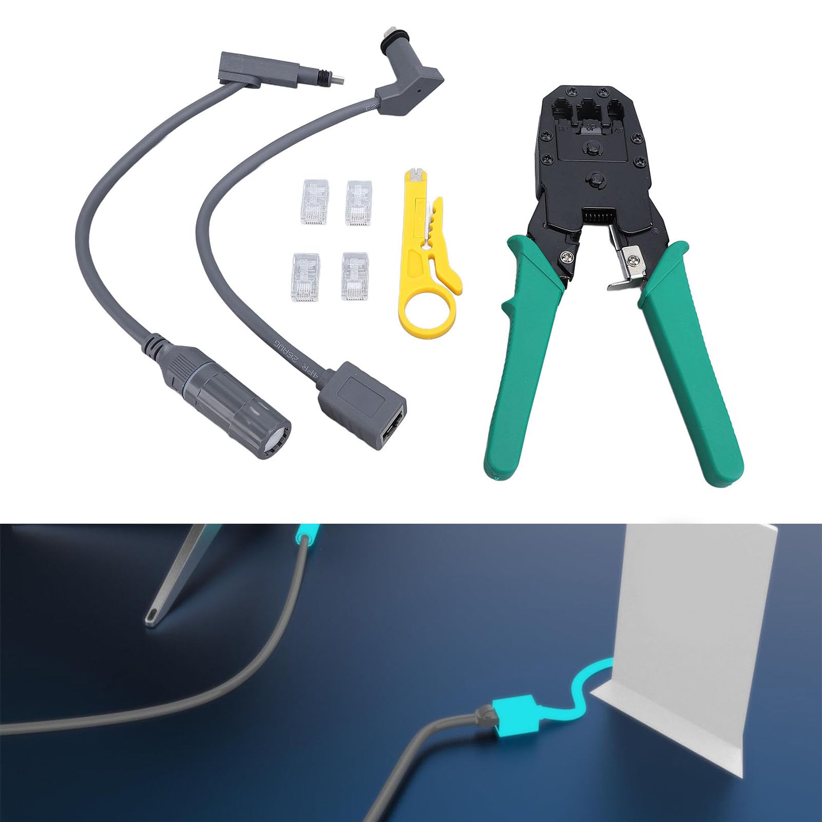 Jeffergarden Cavo Kit Adattatore SPX da Spina a RJ45, Connettore di Estensione Maschio Femmina per Router per Antenna Parabolica di Seconda Generazione, Connettori Ethernet Impermeabili, Accessori,