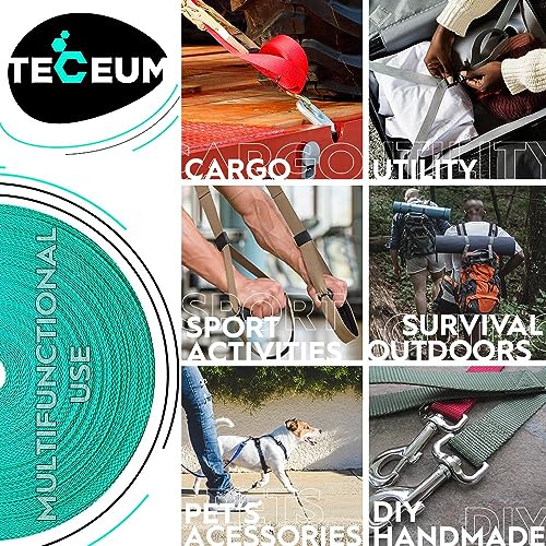 Image of TECEUM 3 /4 inch & 5 /8 inch & 1 inch & 1.5 inch & 2 inch Webbing - 10 25 50 Yards - 40+ Colors - Heavy Duty 1 Inch 1.5 Inch 2 Inch Backpack Straps - Webbing for Outdoors Indoors Crafting DIY