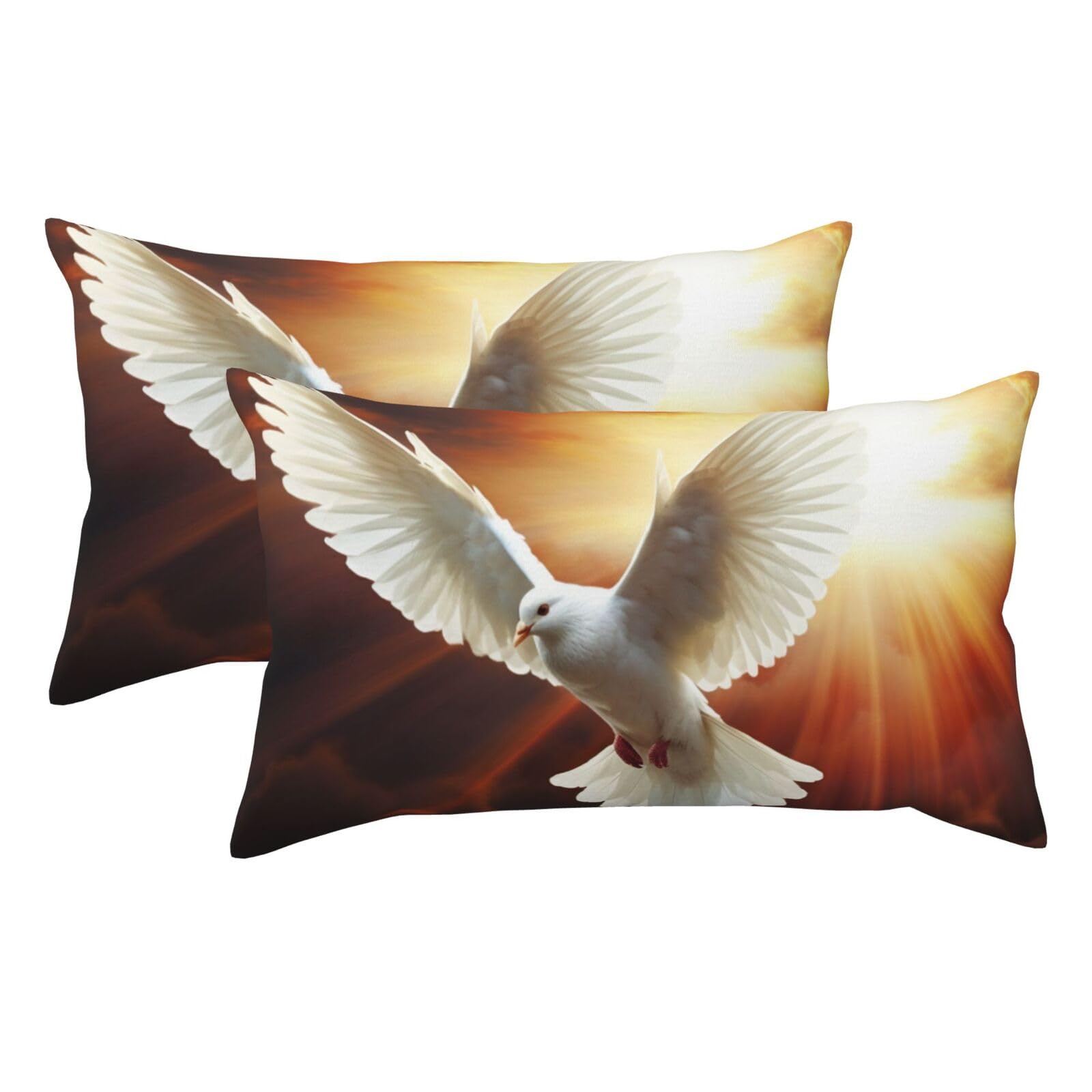 2 Pack King Pillow Cases with Hidden Zipper, Soft Breathable Pillow Covers for Hair and Skin, Dove Sun Art Pillowcases 20"x36" Bed Pillow Protectors Cover for Sleeping Gifts