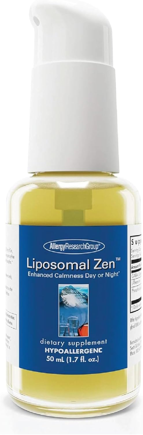 Allergy Research Group Liposomal Zen – L-Theanine Liquid Supplement, GABA Calming Support, Sleep Liposomal, Day or Night, Sunflower Phospholipids, Fast-Acting Zen Formula – 1.7 Fl Oz