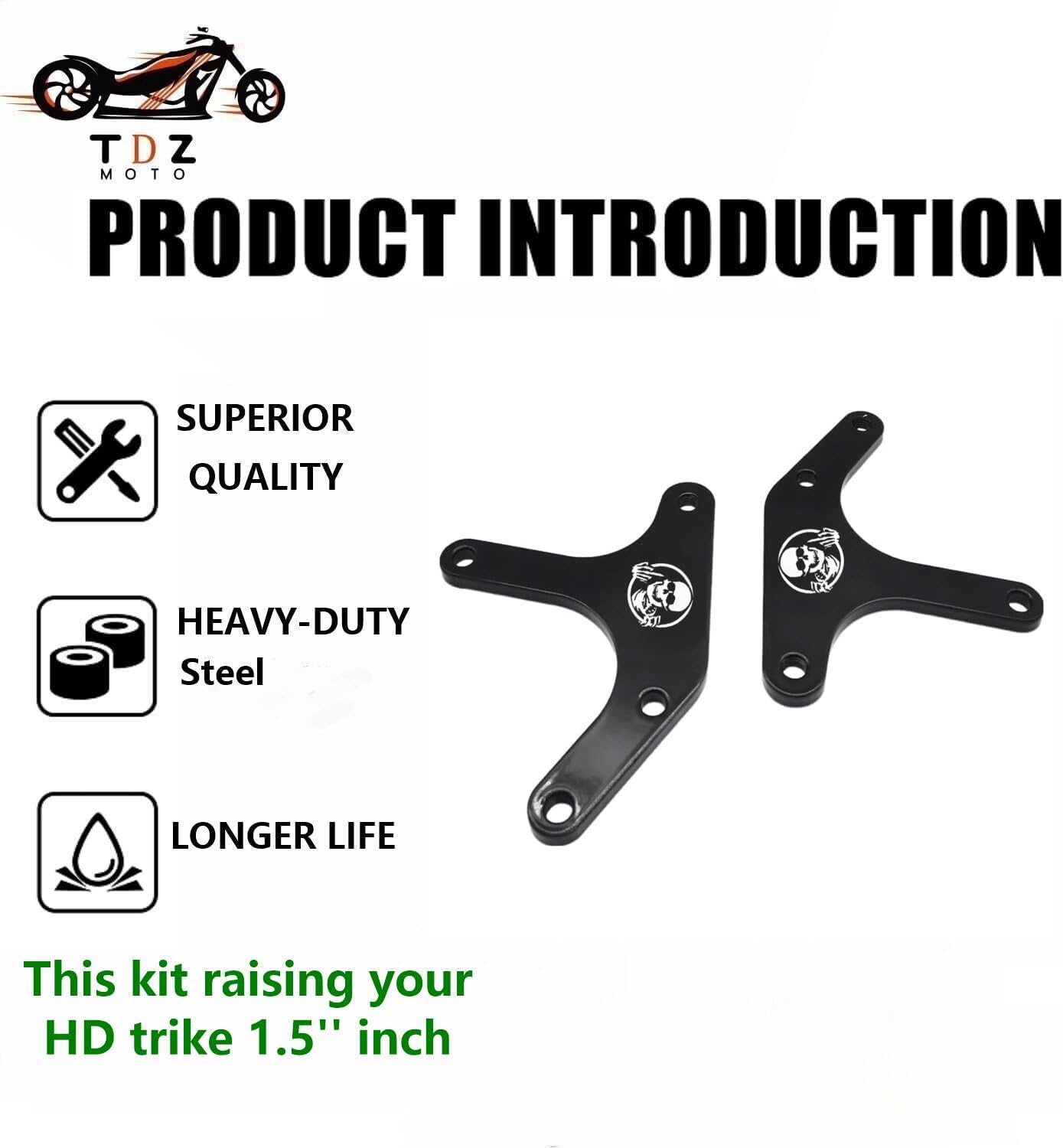 TDZ 1.5'' Inch Lift Kit for Harley Tri Glide Ultra FLHTCUTG,Street Glide Trike FLHXXX,Freewheeler