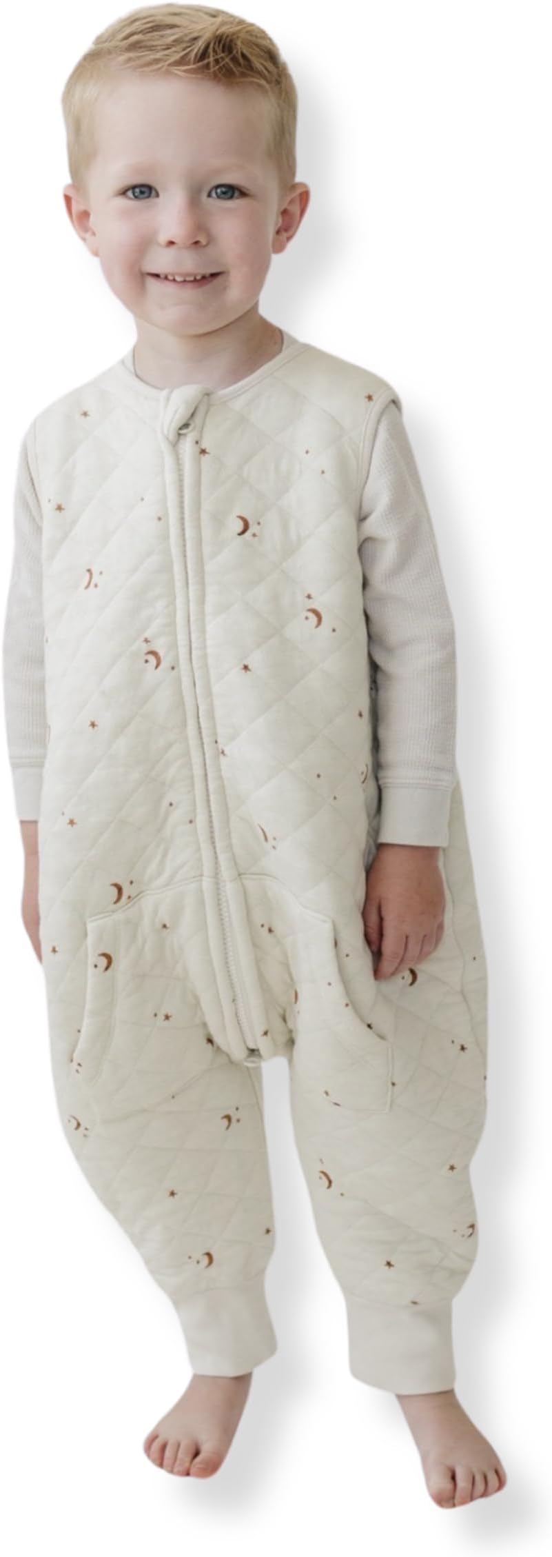 Dreamsuit Toddler Sleep Sack with Feet – Walker Sleep Bag with Legs, Rayon made from Bamboo, All Season 1.2 TOG, 2-Way Zipper, 2T-3T - Moons&Stars