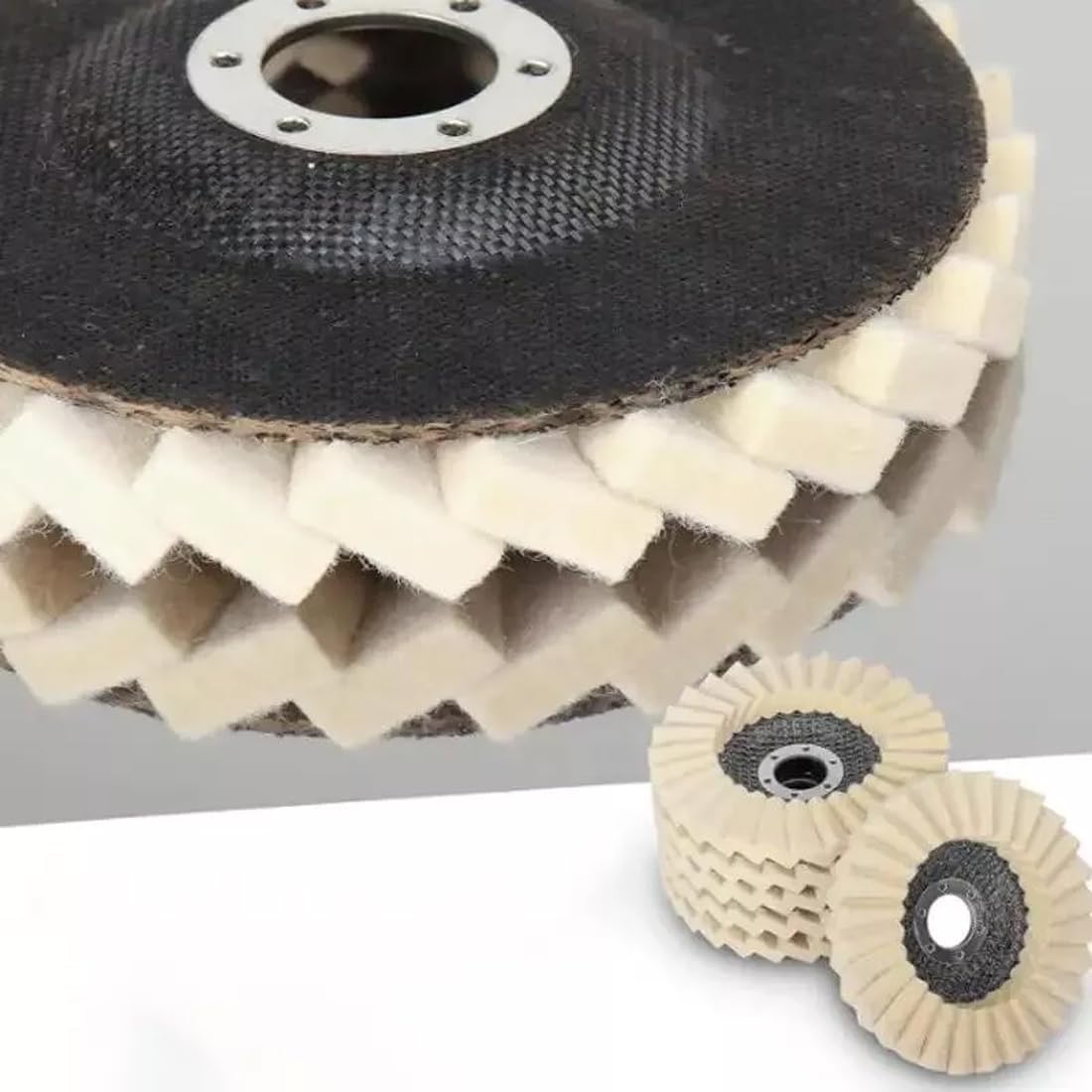 2 dischi lamellari in feltro da 115 mm, dischi per lucidatura in lana, dischi per lucidatura per smerigliatrice angolare per lucidatura metallo legno