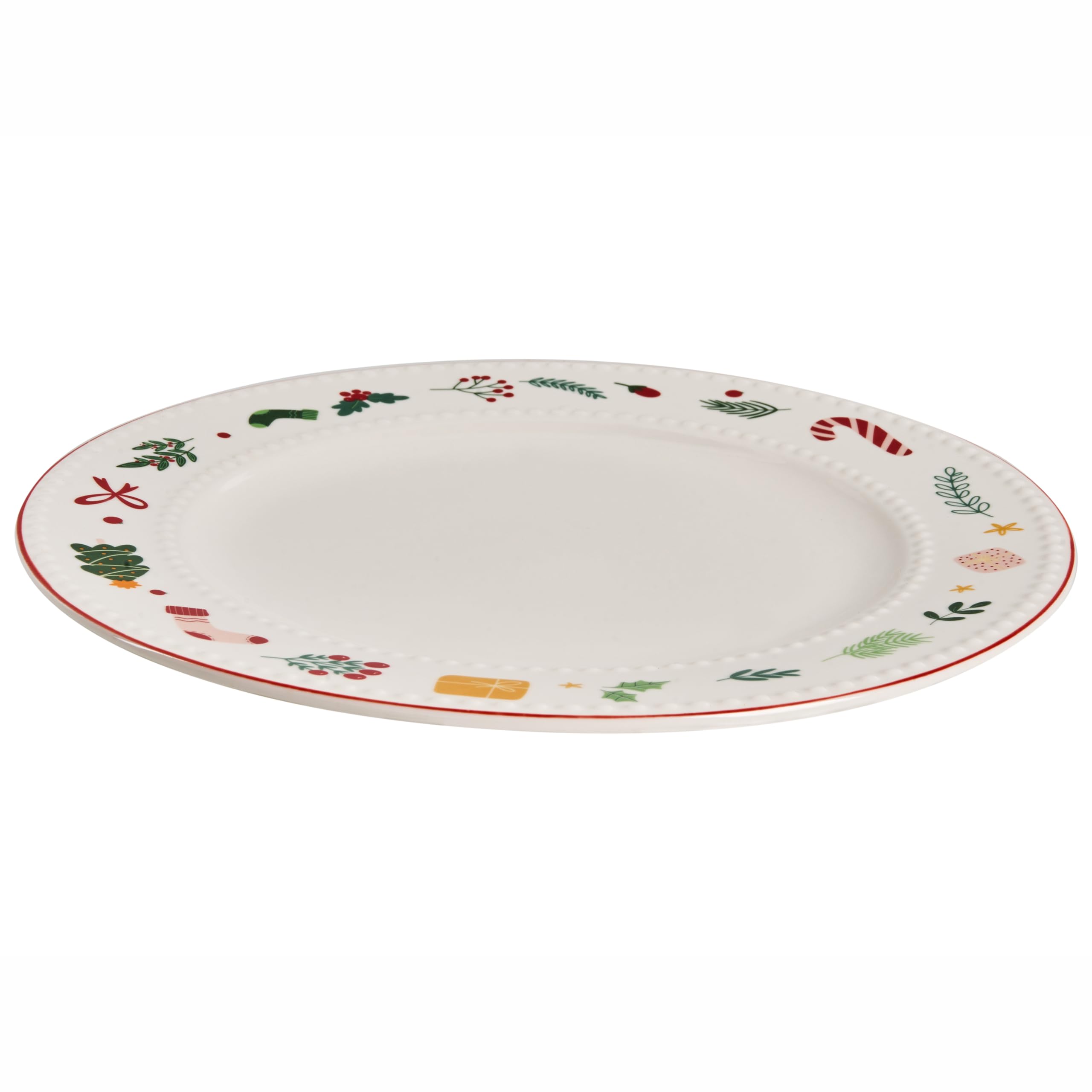 Zestaw naczyń z porcelany 12-częściowy ręcznie robiony reaktywne szkliwo dla 4 osób choinka biały Saffron