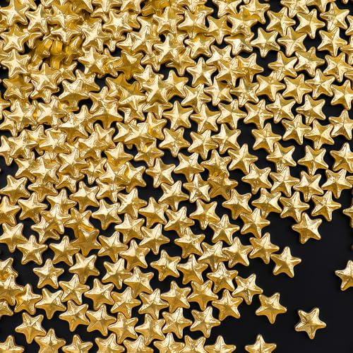 Gold Star Sprinkles, Edible Candy Stars for Cake Decorating, Cupcakes, Cookies & Desserts, 4.6oz Shiny Metallic Gold Sprinkles for Christmas, Graduation, Birthday, Holiday Baking