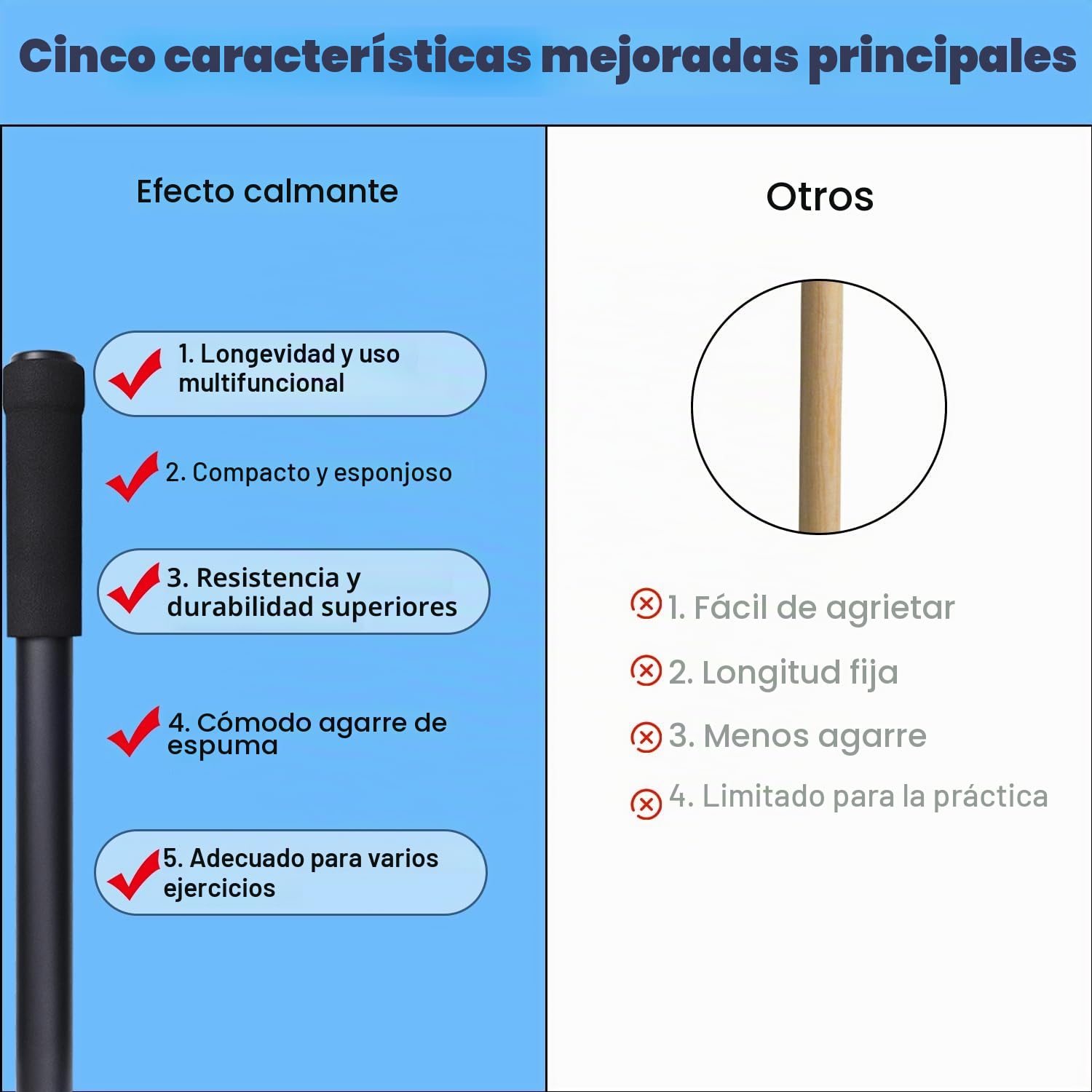 Gosknor Palo de Yoga, Palo de Estiramiento de Yoga Ajustable de 1,52m Palo de Movilidad de Acero Inoxidable para Estiramiento Palo de Ejercicio Multifuncional para Fitness, Equilibrio, Estiramiento