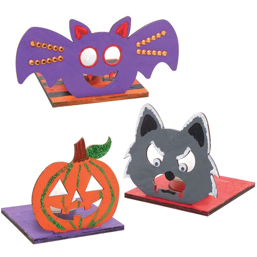 Lot De 3 Bougeoirs En Céramique à Décorer - Thème Halloween - Pour Bougies LED - Activité Manuelle Enfants