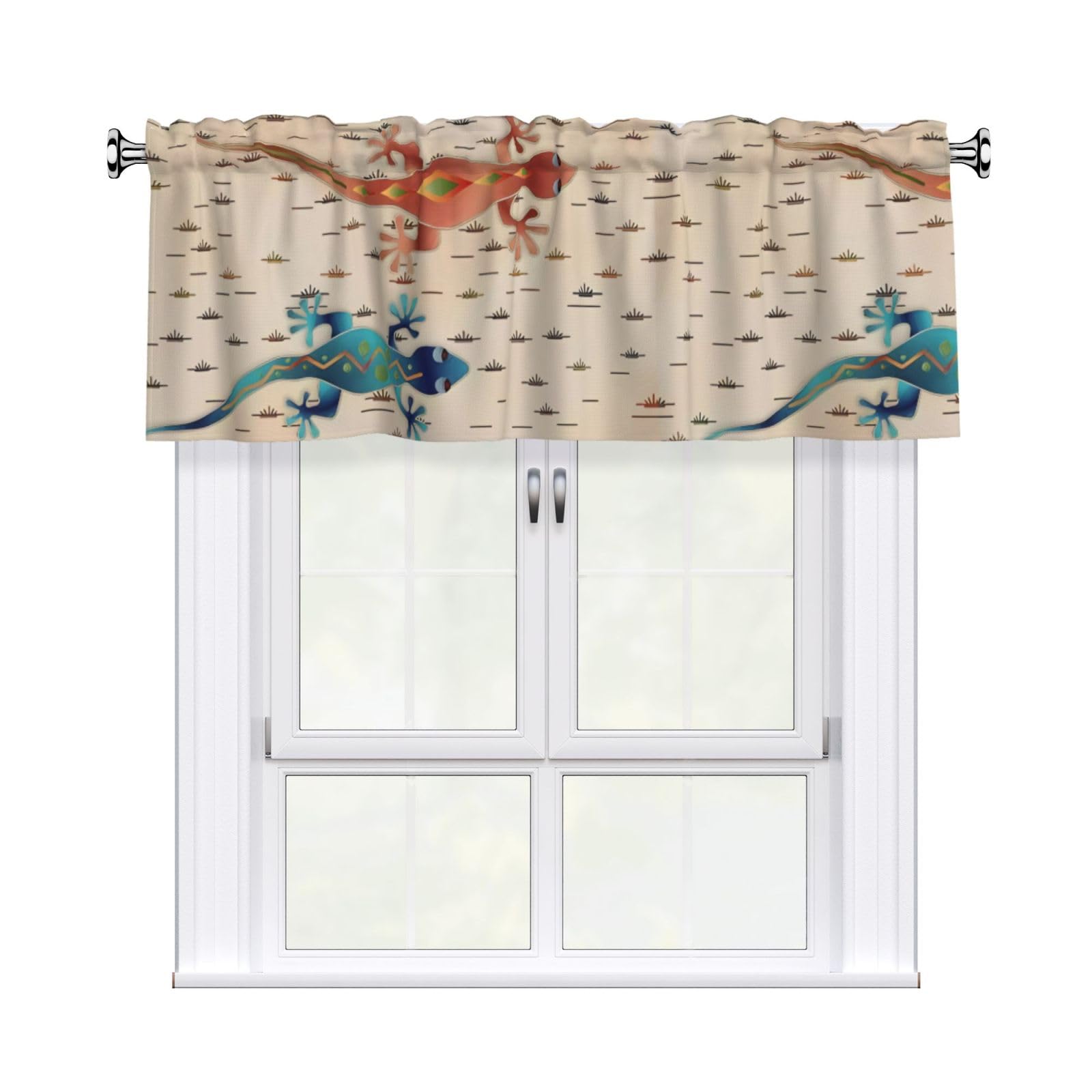 WHJSSF Geckos Prints Housewarming Gift – Peach Skin Window Valance 54x18 for a Cozy Kitchen Refresh