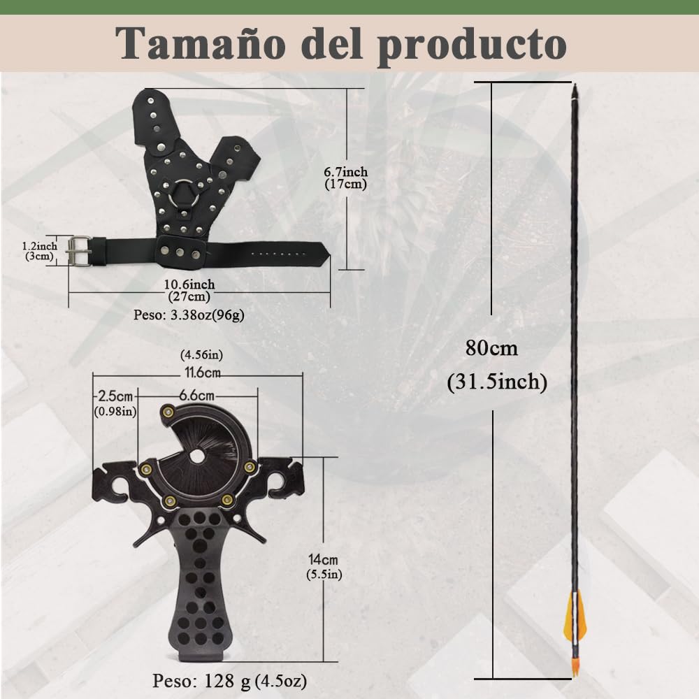 Herramienta para Disparar Peces al Aire Libre con 3 Gomas Elásticas para Accesorios de Tirachinas, se Puede Utilizar con Flechas y Carretes de Pesca