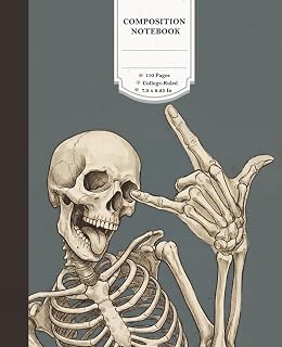 Funny Retro Dark Aesthetic Rock and Roll Skeleton Composition Notebook: Skeleton Rock On Hand Sign | College Ruled, 110 Pages, 7.5 x 9.25 Inch | ... & Edgy Aesthetic Journal for Music Lovers