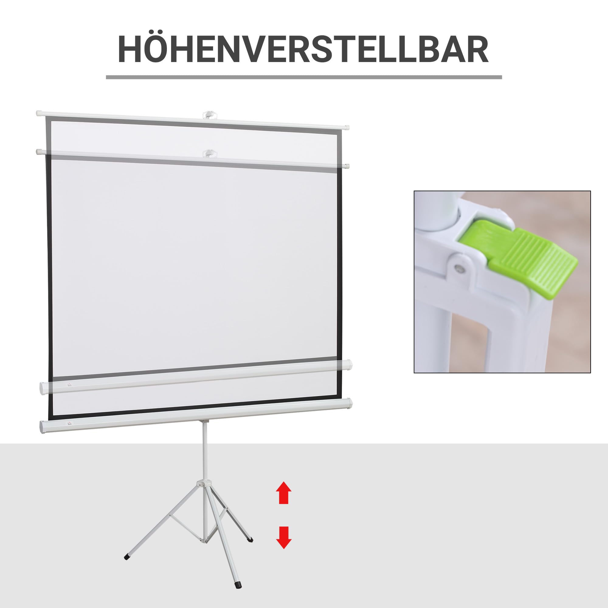 HOMCOM Beamer Leinwand mit Stativ 84 Zoll 4:3 Tragbar Projektor Leinwand Faltbare Stativ-Leinwände für Heimkino, Camping