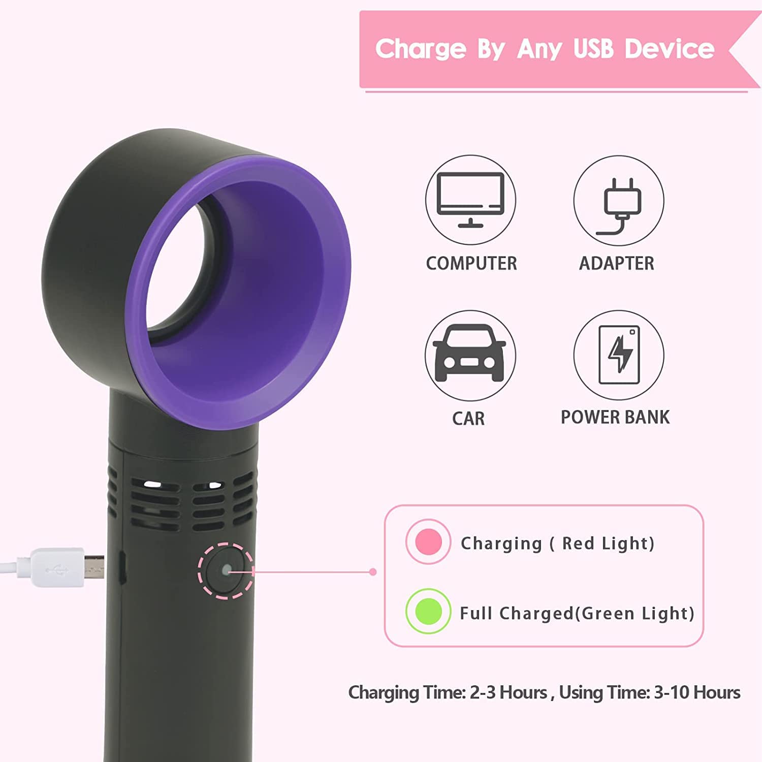 Rofitbest Mini Eyelash Fan Dryer Portable USB Rechargeable eyelash dryer fan for Essential Eyelash Extension Supplies (Black) - Image 2