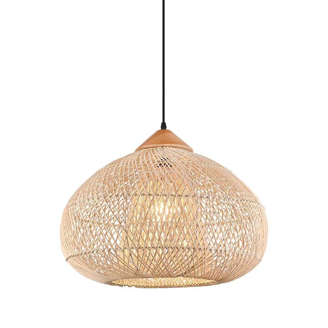 Dome Chandelier Hanging Lights Fixture for Bedroom Bamboo Lantern Hanging Light Fixtures, Natural Color Japanese Style Hanging Lamp for Farmhouse Home Dining Kitchen