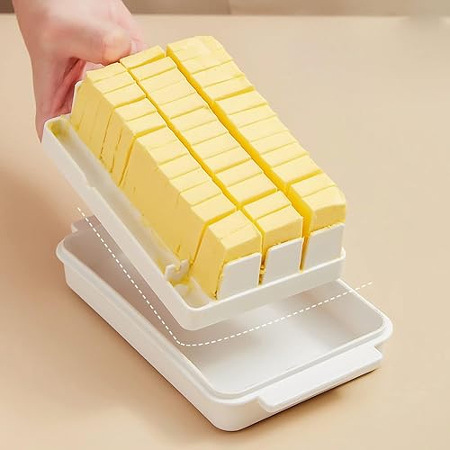 Miniatura 5 de Mantequillera con tapa, recipiente de mantequilla transparente para refrigerador y encimera, caja de corte de mantequilla, bandeja de mantequilla