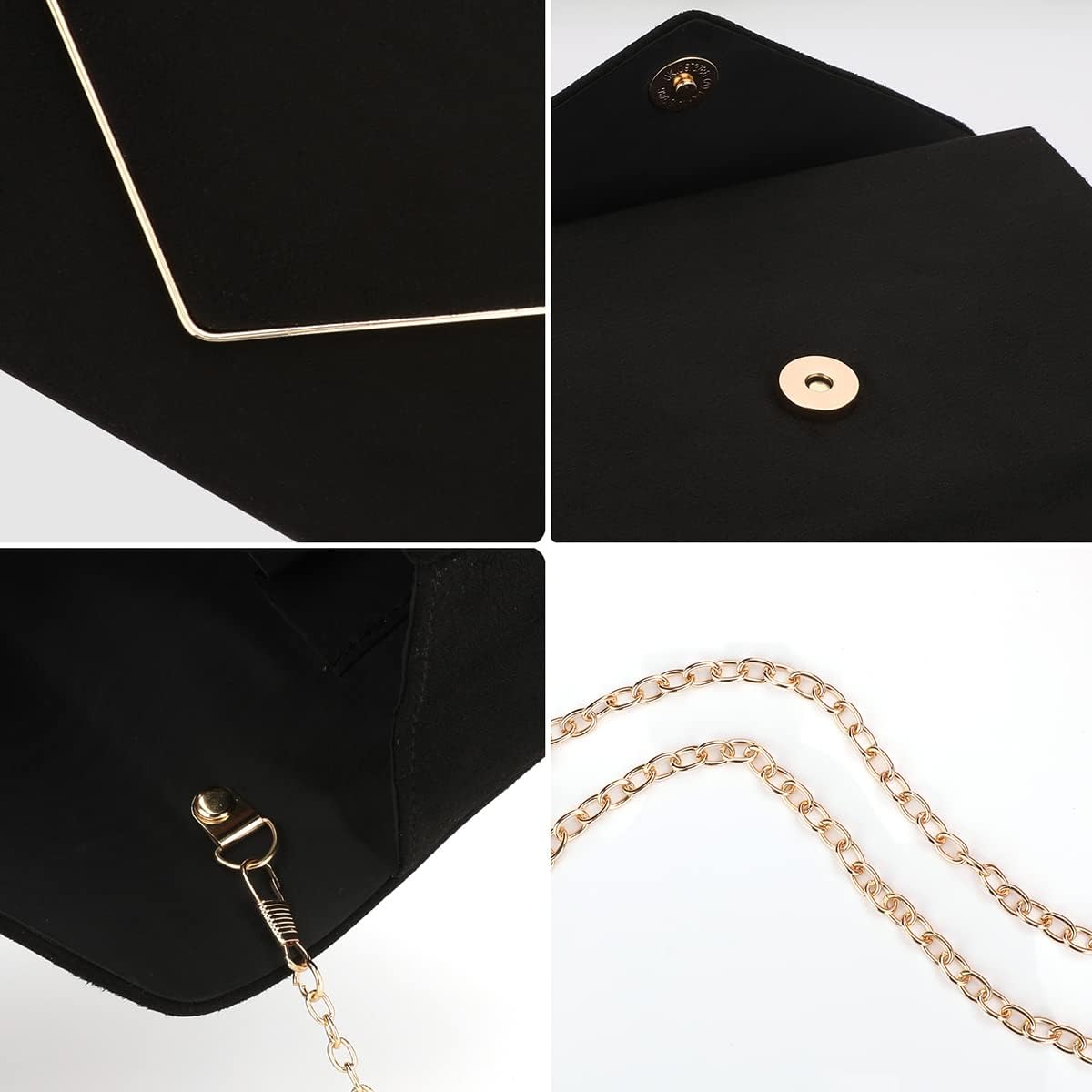 BBjinronjy Clutch Purse for Women Evening Bags Handbags for Wedding Party Cocktail Prom Faux Suede Crossbody Shoulder Bag - Image 4