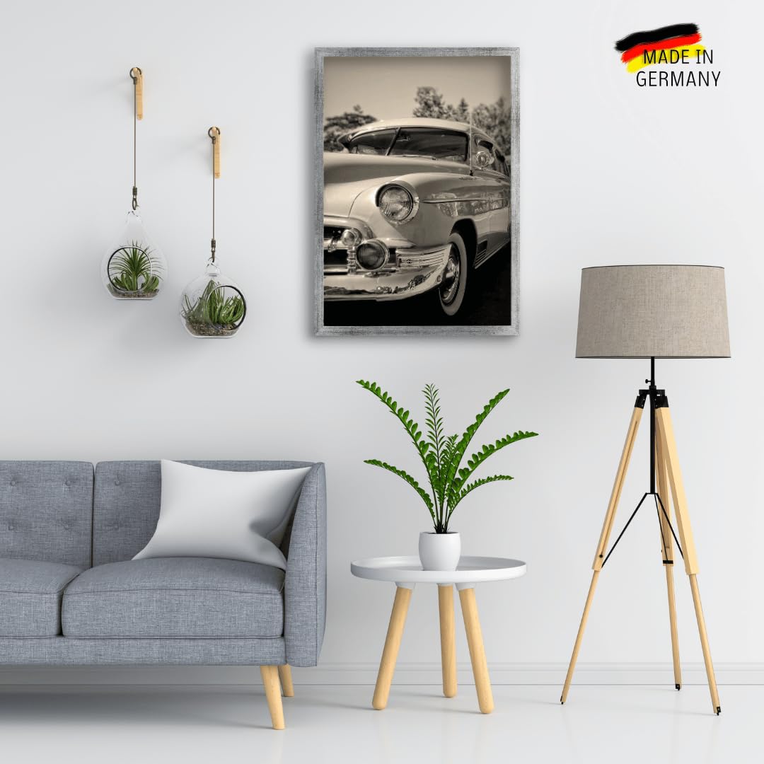 CLAMARO Bilderrahmen Collage, MDF Holz, Silber Gebürstet, 75 x 110 cm | Handgefertigt in Deutschland, Profilbreite 30 mm, inkl. Rückwand und Zackenaufhänger, für Hoch- und Querformat, eckig