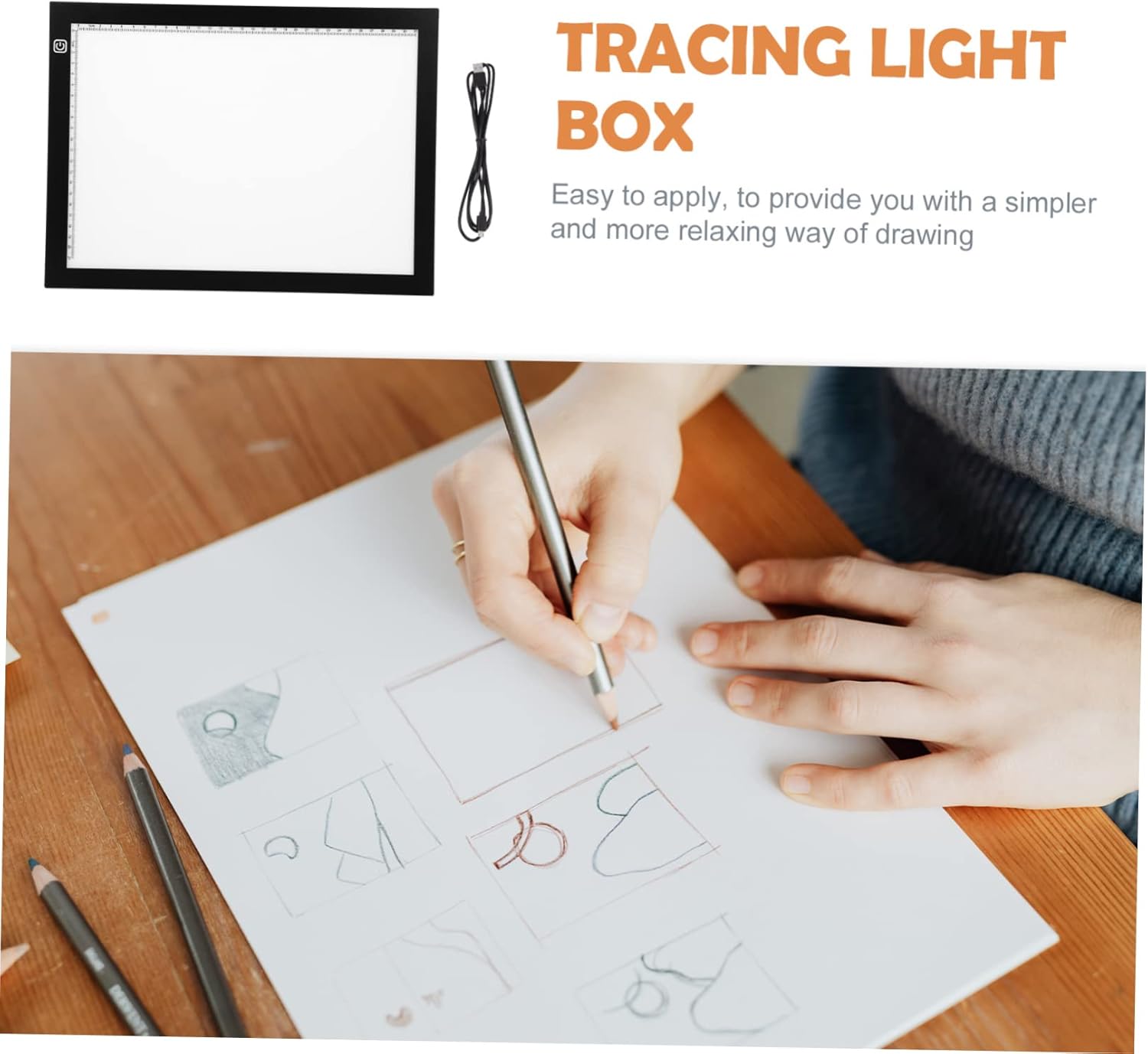 OFFIGAM Portable Led Tracing Board Light Pad for Drawing Brightness for Artists and Calligraphy Practice USB Powered Convenient Household Accessory