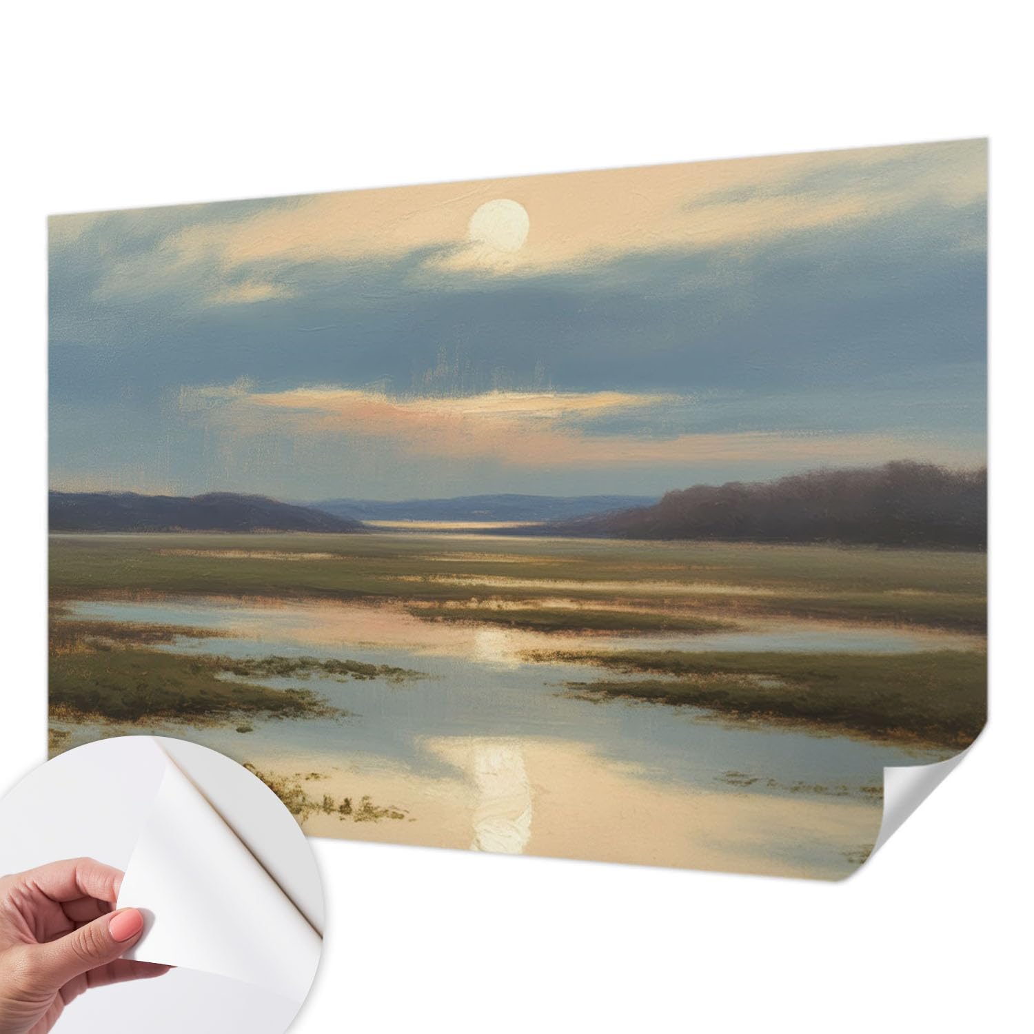 Murales de paisaje atmosférico 152x104 cm que transforman salones en zonas de relajación total