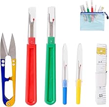 7 Pcs Seam Ripper, Quick Unpick, Stitching Thread Unpicker, Stitch Unpicker Tool, Stitch Ripper Unpicker Sewing Tool, Thread Cutter Remover, Thread Picker Tool with Scissor & Storage Bag, DIY Craft