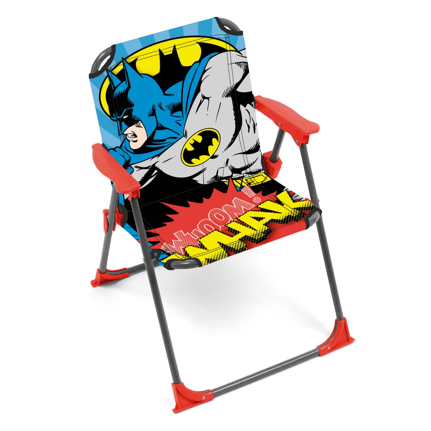ARDITEX Krzesło składane z ramionami Batmana firmy DC Comics - 38 x 32 x 53 cm - Nadaje się do ogrodu, na kemping, plażę lub w górach - idealne dla chłopców i dziewcząt.