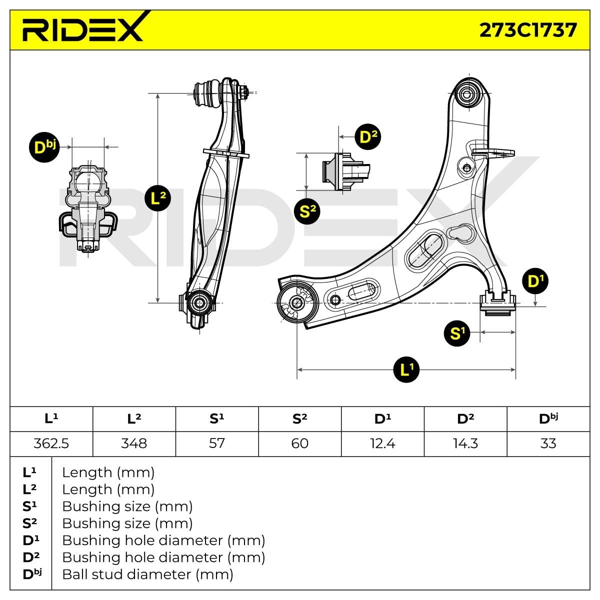 RIDEX 273C1737 Braccio oscillante sospensione ruota Anteriore Sinistra Compatibilità con SUBARU Outback BR