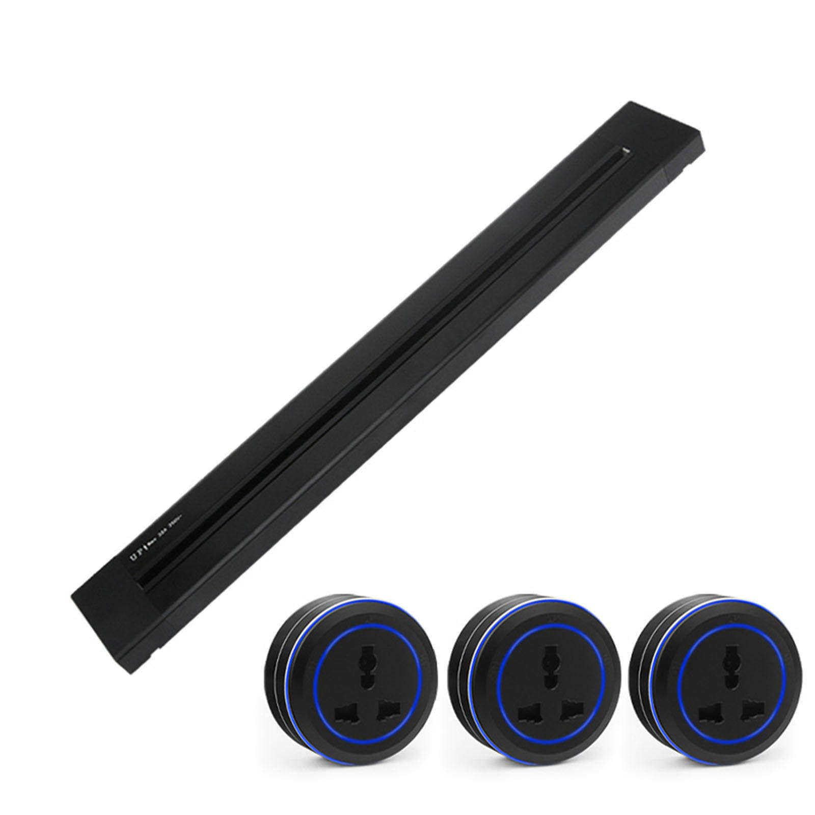 Power Strips Powerful and Safe Track Outlet - 6000W Capacity, Waterproof Design with Detachable &amp; Wall-Mounted Features for Versatile Use(Black,60CM)