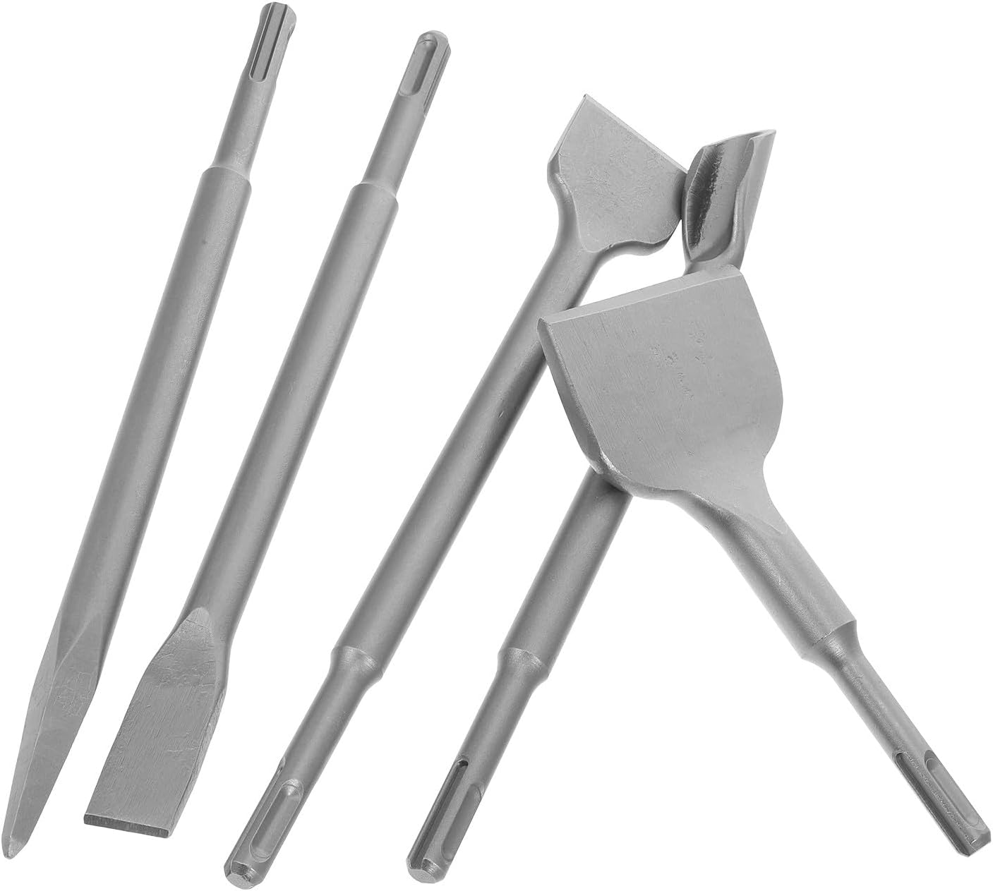 5pcs Masonry Chisel Set for Concrete Block Surface Removal, Includes Wide Flat Pointed U-shaped Chisels, Sturdy Steel Construction for Cement, Stone, and Block Demolition