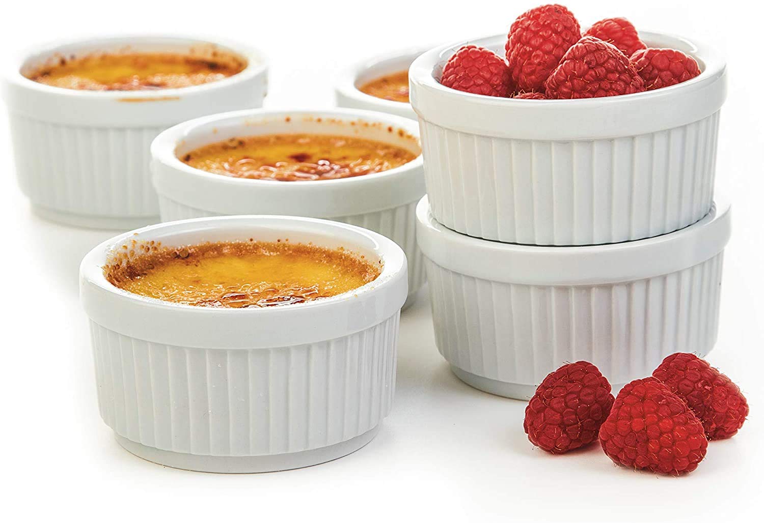 E-EZRA Ramekin Bowls Bakeware Set for Baking and Cooking, Oven Safe Sleek Porcelain Colorful Ramikins for Pudding, Creme Brulee, Custard Cups and Soufflé Small instant table tray 100 mL