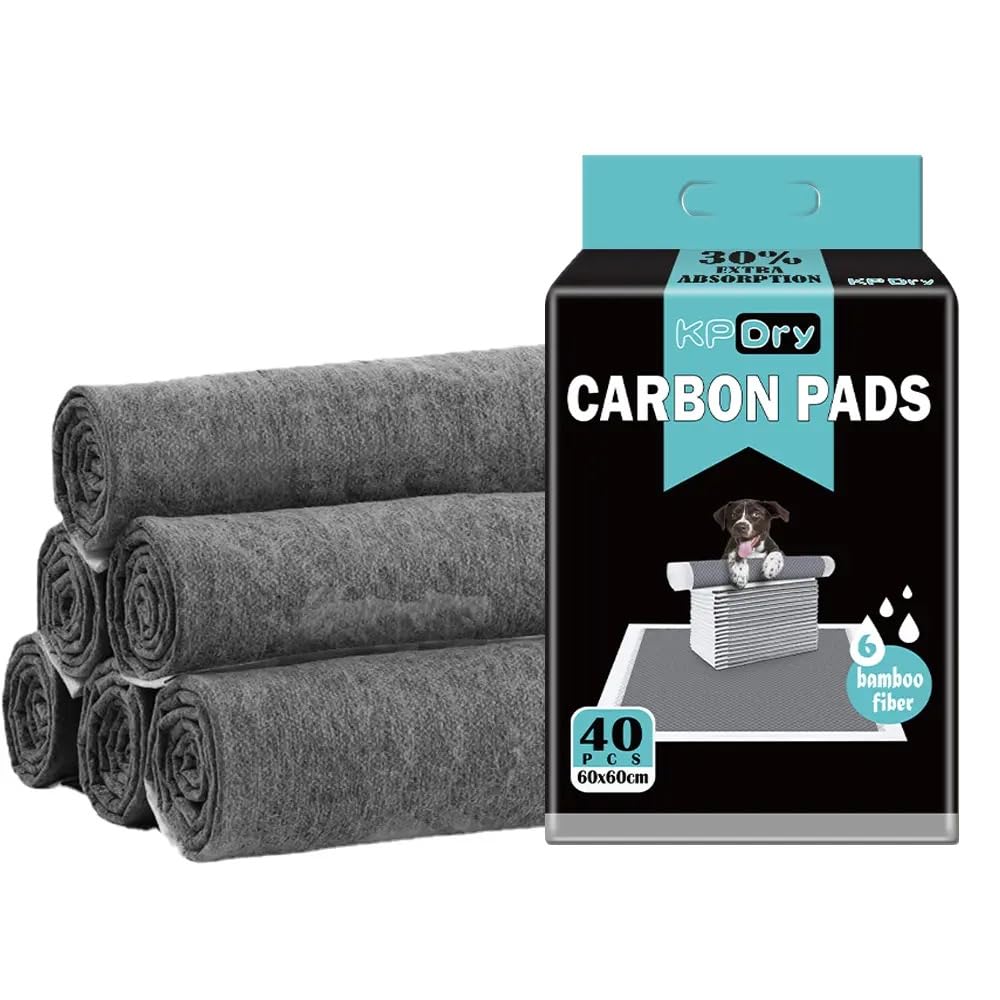 Disposable Absorbent Quick Drying Leak-Proof Puppy Pee Pads, Disposable Training Pads For Pets 60X60cm 40pcs, Charcoal Absorbent Dog Pee Pads
