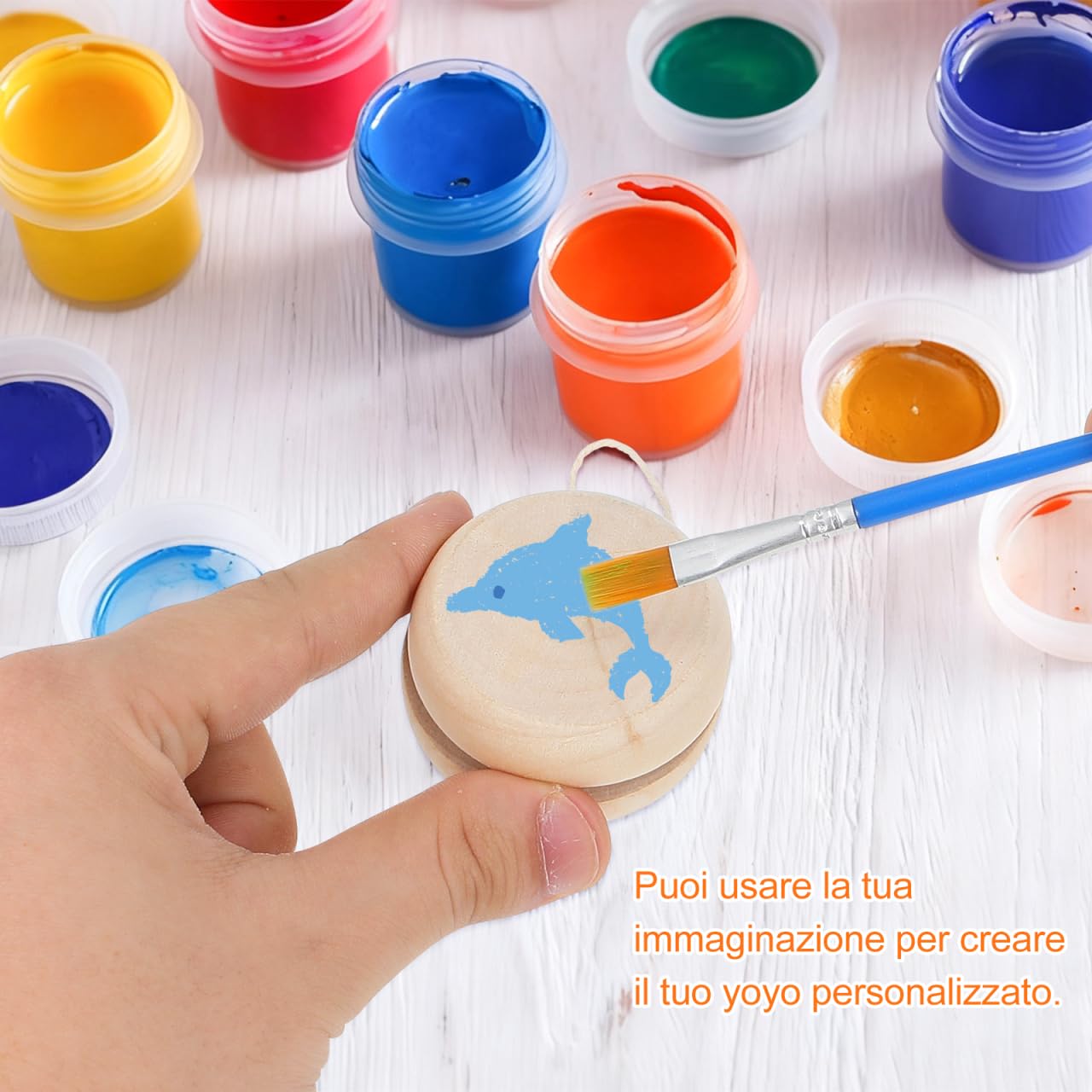 ifundom 30 Pezzi Graffiti Yo-Yo Palla Reattiva Giocattolo Pittura Incompiuta Palla Reattiva Bambini Pittura Graffiti Giocattolo Palla Di Legno Reattiva Palla Di Legno Reattiva