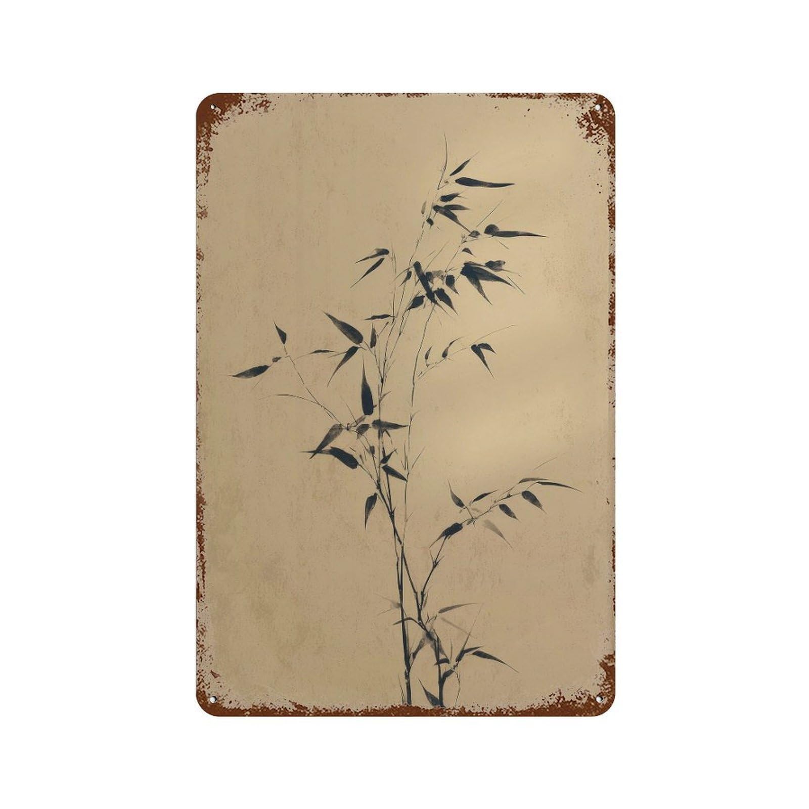 xiaoxiaoshen Bamboo Branches. Minimalist Wabi Sabi Wall Decor Art Metal Tin Poster Modern Home Decor Art Home Bar Shop Decorations Vintage Sign 30x20cm