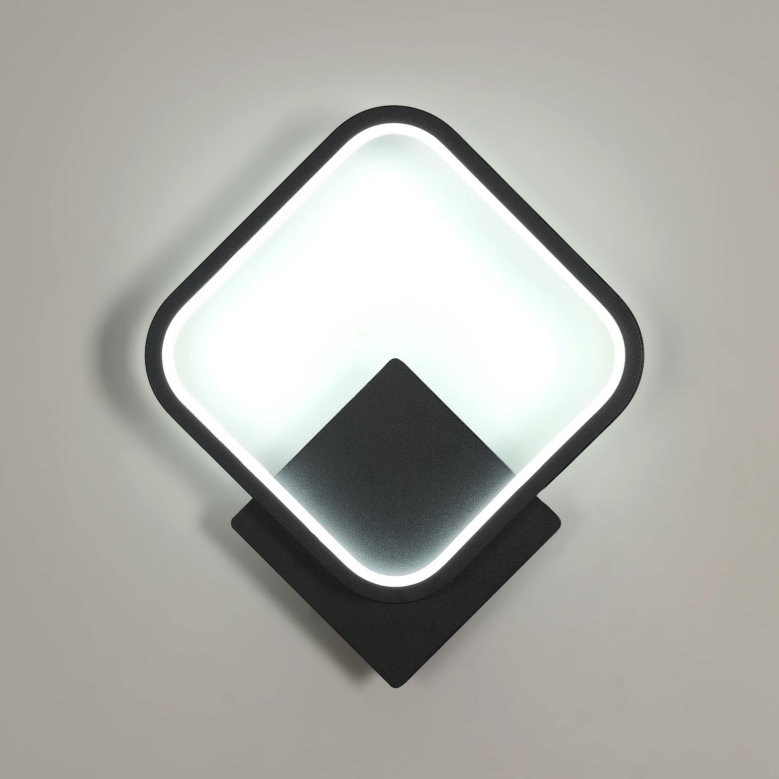 Osairous Applique da Parete LED Interno, 17W 1912LM Quadrato, 6500K, Nero