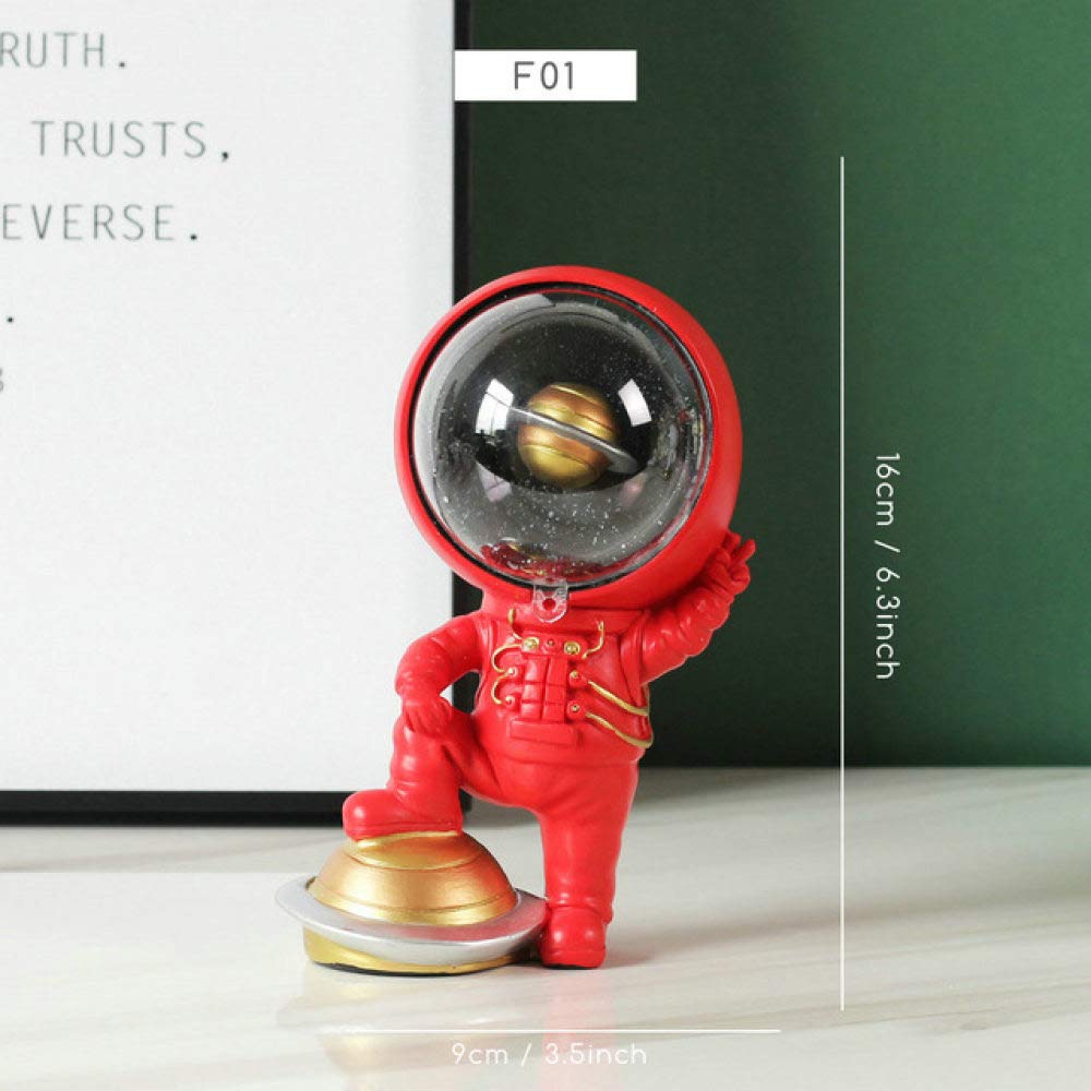 Figuras de astronautas Modernas Escultura de Astronauta de Resina Moda Decorativa Personas Miniaturas Adornos de Mesa Figura de cosmonauta Nuevo, F01, Rojo