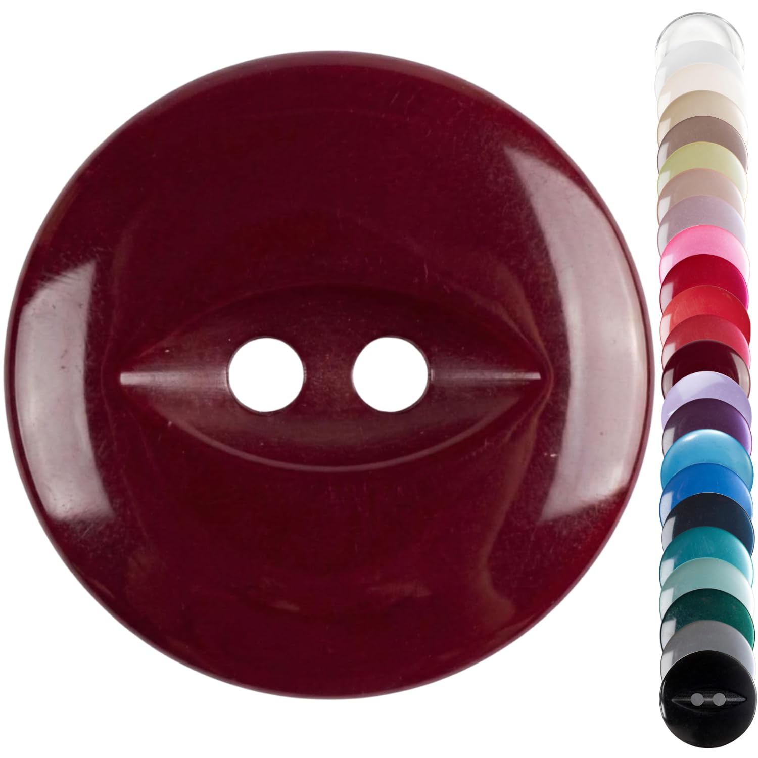 Wine Knitwear Cardigan Buttons, 16mm Fish Eye, Pack of 10 Matching