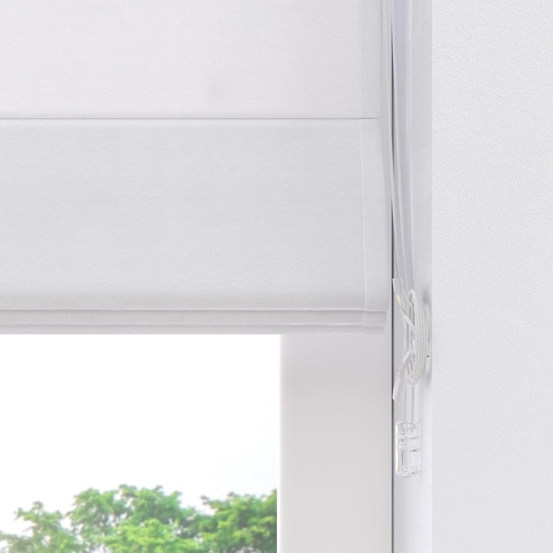Store Bateau - Store Romain - Easy Canvas - Blanc - 60 x 180 - sans perçage - Fixation par Serrage