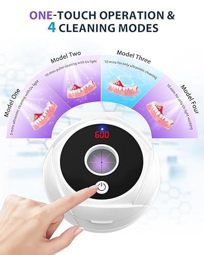 Miniatura 2 de Limpiador ultrasónico de retenedor 45 kHz y 4 modos de limpieza ultrasónica dental, cápsula de limpieza dental UV de 6.8 fl oz para alineadores,