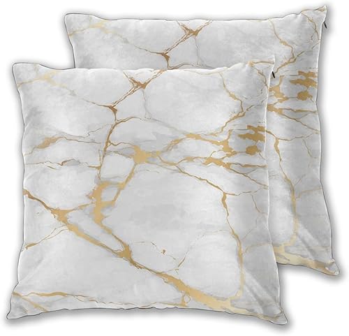 Miniatura 8 de Perinsto Juego de 2 fundas de almohada decorativas con textura de mármol blanco, fundas de cojín suaves para sofá, cama, decoración del hogar, 20 x