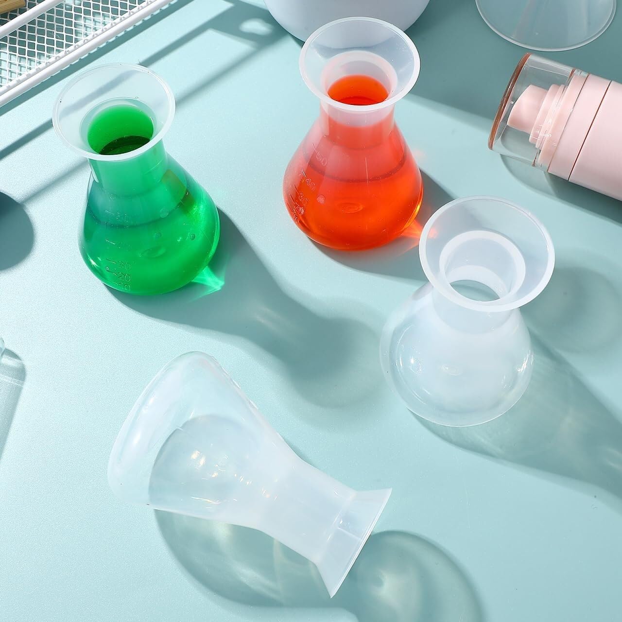 5 Kunststoff-Erlenmeyer 50ml – Transparente, graduierte Kegelkolben für Labor, Schule und Wissenschaftliche Experimente