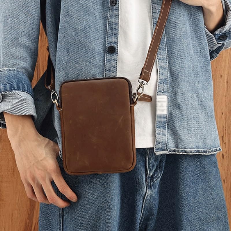 Men's Genuine Leather Retro Single Shoulder Bag for Casual Commuting Carrying Around