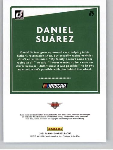 Miniatura 2 de 2021 Donruss Racing 57 Daniel Suarez Toyota Certified Used VehiclesGaunt BrothersToyota Officially Licensed NASCAR Trading Card by Panini America