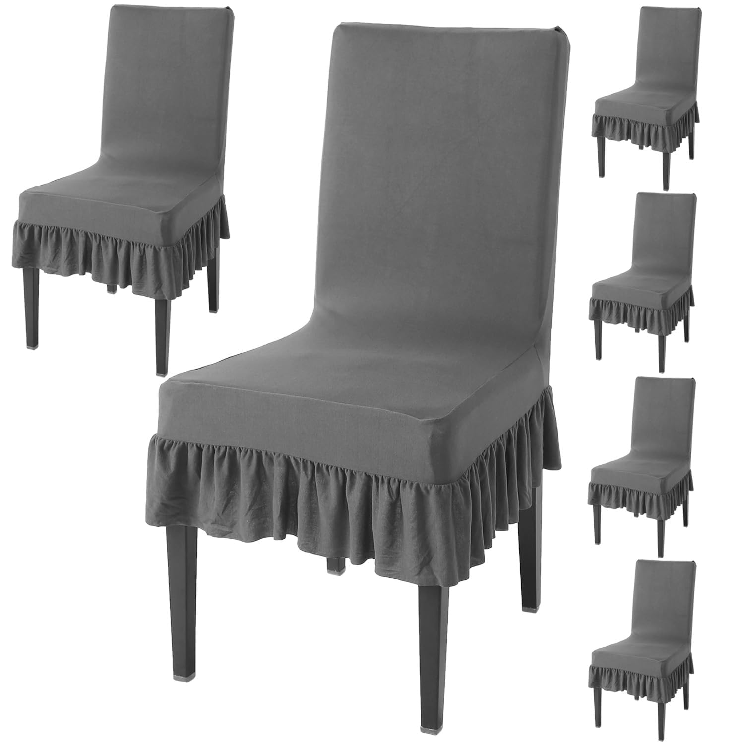 HOKIPO Chair Cover Set of 6 with Frill, Fossil Grey (NEW-AR-4793-D9*6)-image-44