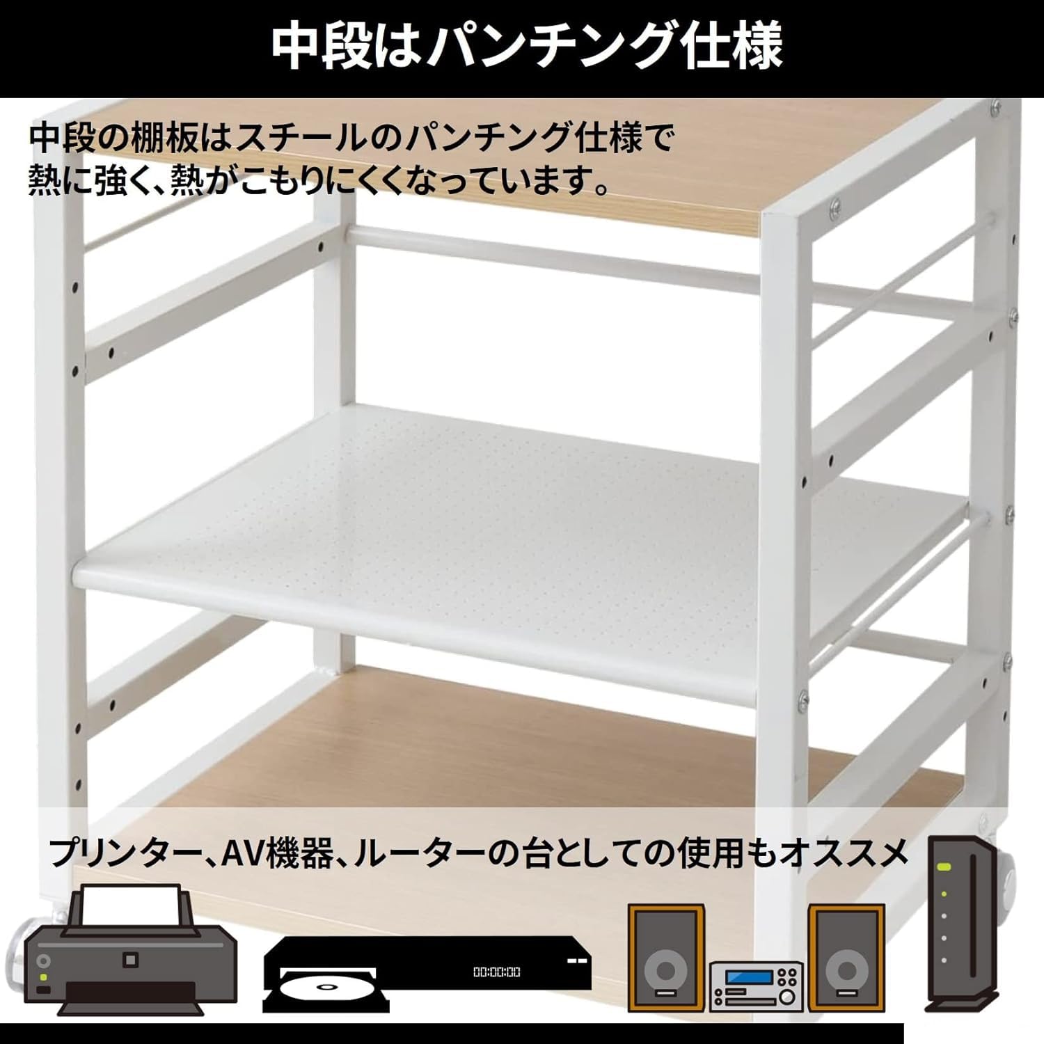 Amazon | デスク サイドワゴン 幅53×奥行40×高さ63cm A4対応
