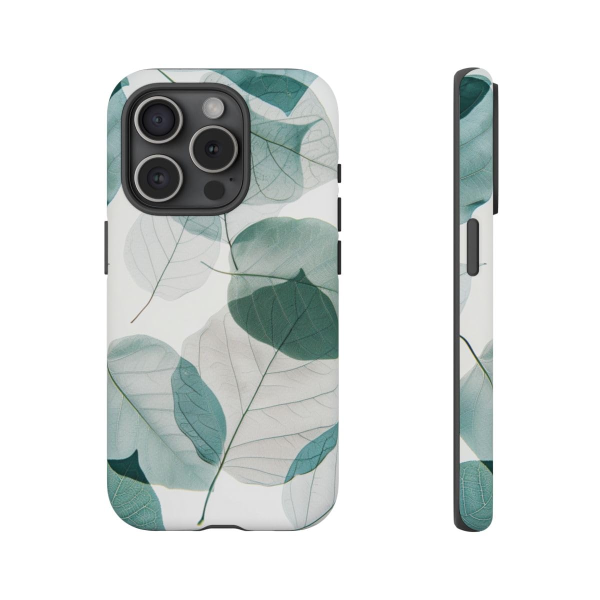 Coque iPhone 15 Pro rigide mate anti trace à motif feuilles