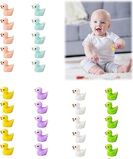 Mini Resin Tiny Ducks for Crafts Figures Kit, 30 Pcs Colorful Tiny Plastic Ducks Tiny Miniature Figures for Garden Landscape Decorations Mini Stuff Figures Home Decor