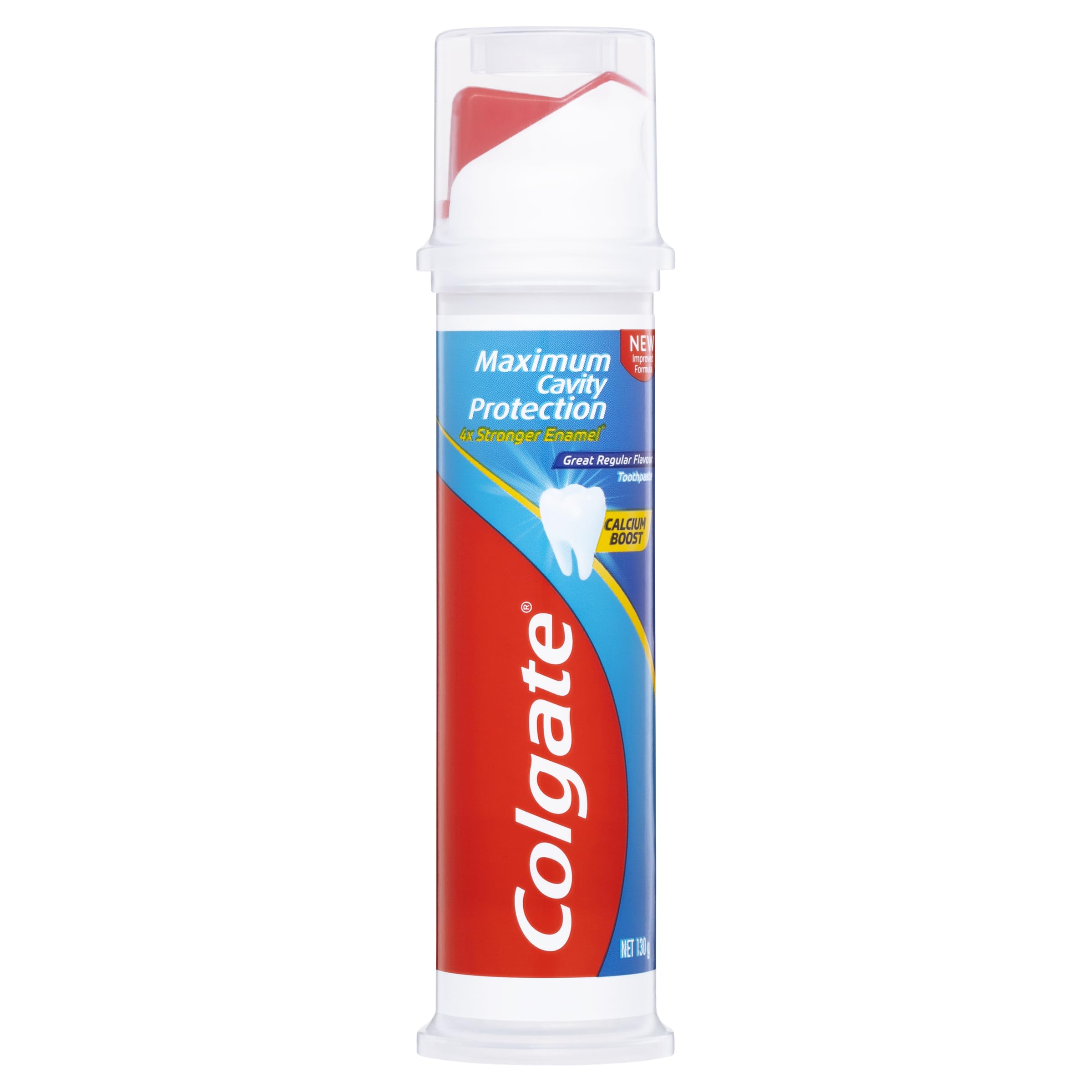 Colgate Cavity Protection Toothpaste with Liquid Calcium, 130g Pump for Everyday Family Use