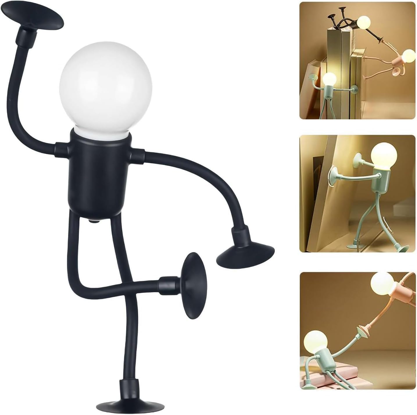 Changeable Shape Funny Sportsman Night Light,Cute LED Light Bulb Mini Night-Lights,Suction Cup Shape-Changing Night Lamps for Bedroom Bathroom Hallway Kitchen,2026 NightLight for Adults & Kids (Black)