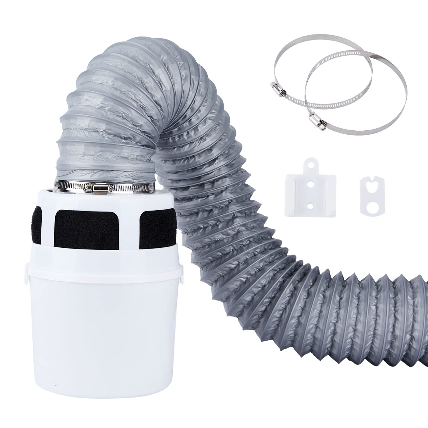 NOORNY Indoor Dryer Vent Kit Lint Trap Bucket Dryer Vent with 4-Inch by 10-Feet Gray Proflex Duct for Apartment