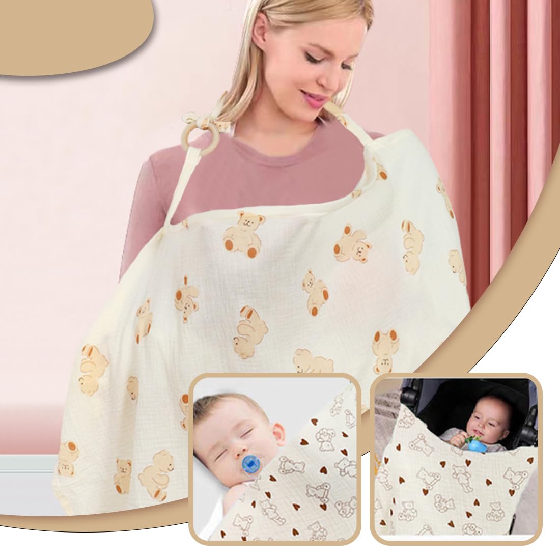 Mousseline Tissu d'allaitement en coton pour bébé Respirant et léger
