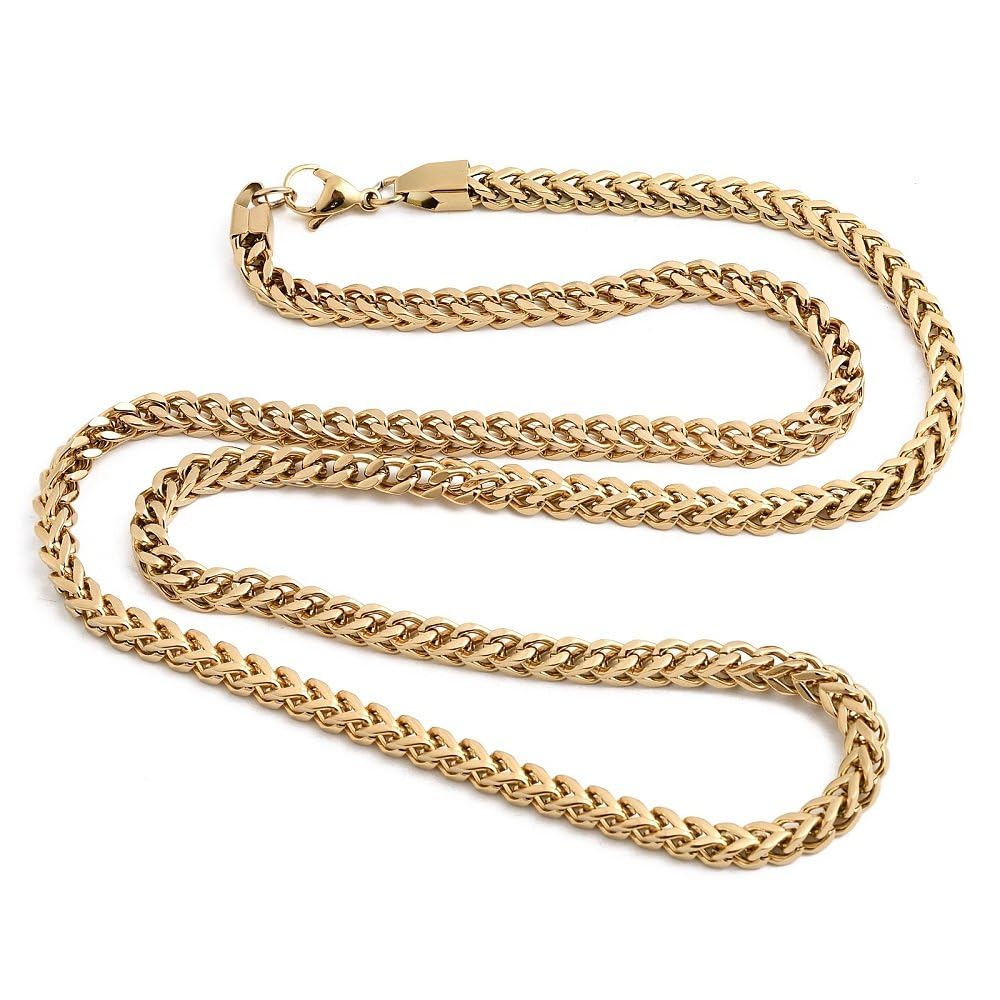 Gold Plated 'The DØMINA' Wheat Chain Necklace for Men | Anti-Tarnish Hip-Hop Necklace | Stainless Steel Golden Finish | Trendy Streetwear Jewelry for Boys & Men | Durable, Rust Resistant (NK1586) 1 Pc-image-38