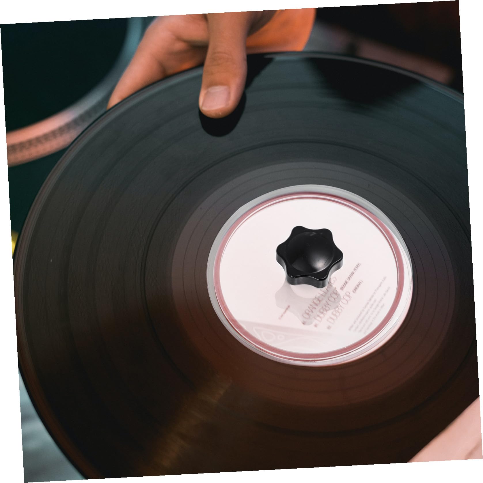 HOMSFOU Protettore Etichette Dischi in Vinile Saver con Design Arrotondato, Realizzato in Silicone e Acrilico, con Spazzola e Borsa Inclusa